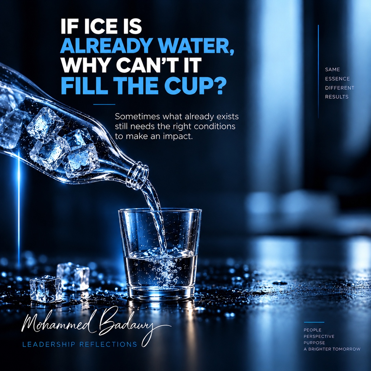 If ice is already water, why can’t it fill the cup? Leadership Reflections by Mohammed Badawy